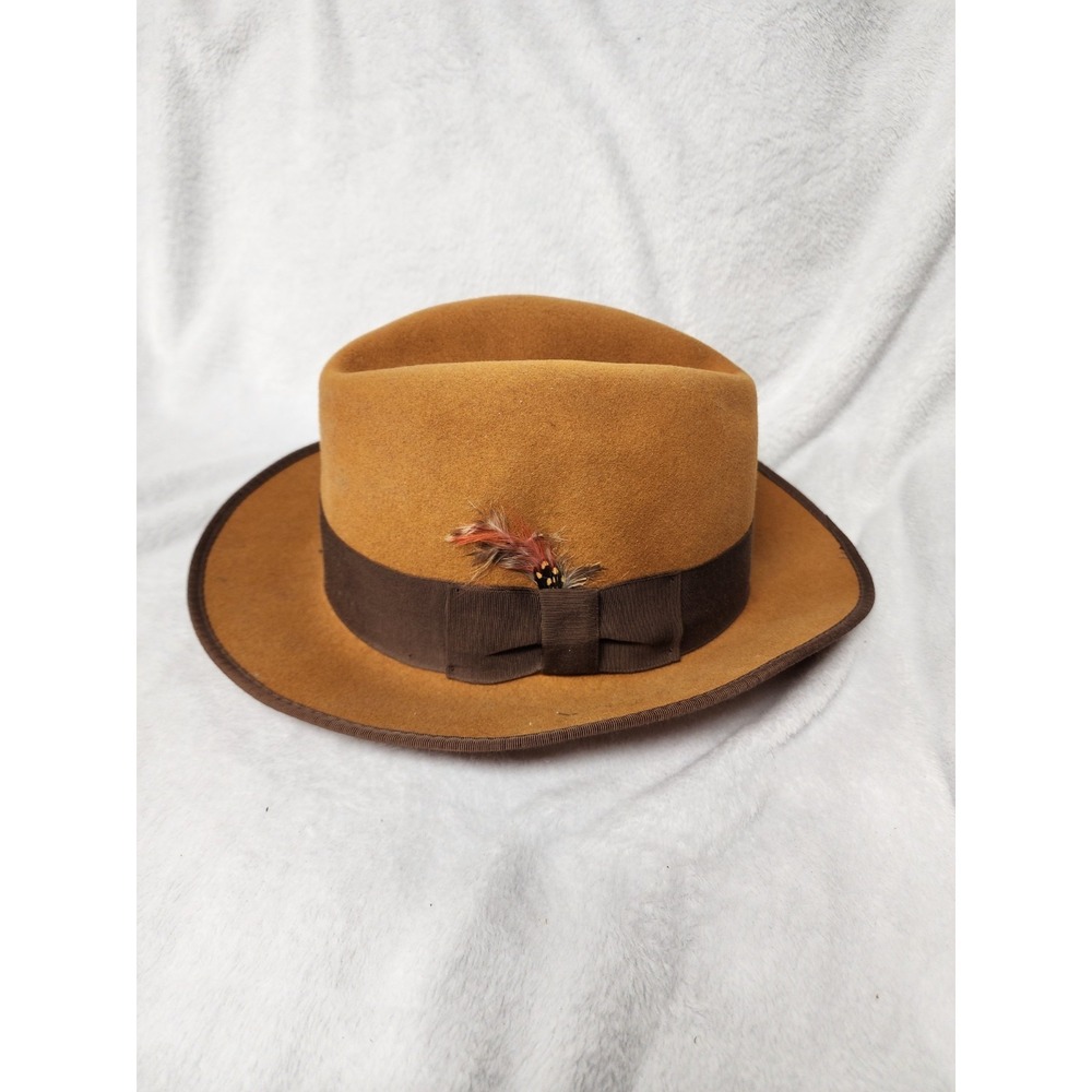 Designer Collection Broner Fedora Godfather Hat 100% Felt Wool Brown Tan Medium